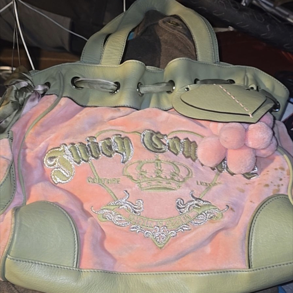 Juicy Couture Pink and Green Tote Bag with Signature Design
